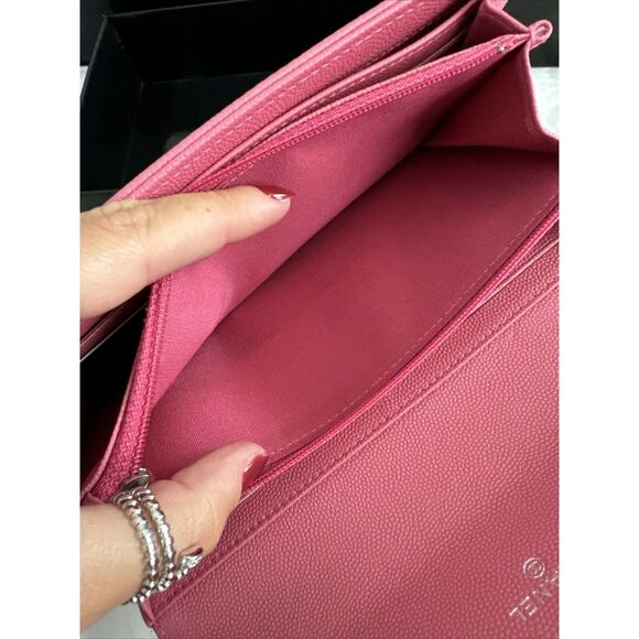 CHANEL Pink Caviar Leather Flap Wallet W/box - Picture 15 of 16